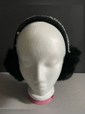 Michael Kors Black Faux Fur Ear Warmers